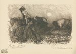 The Harvest Moon (reapers), lithograph after George Clausen, c1896