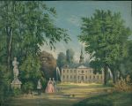 Germany?, large country house and grounds, chromolithograph, c1880