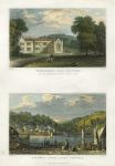 Cornwall, Trelowarren House & Bodinnoc Ferry at Fowey, 2 views, 1832