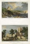 Cornwall, St.Mawes Castle & Bodmin Church, 2 views, 1832