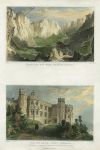 Cornwall, Carclase Tin Mine & Treffry House, Fowey, 2 views, 1832