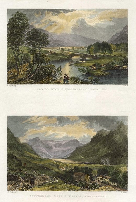 Lake District, Ullswater & Buttermere Lake and village, 1835