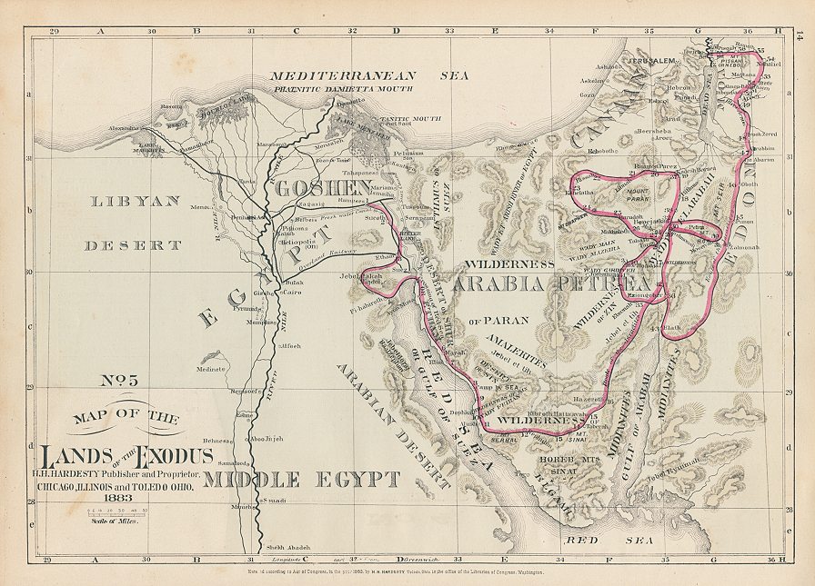 Map of the Lands of the Exodus, Hardesty, 1883