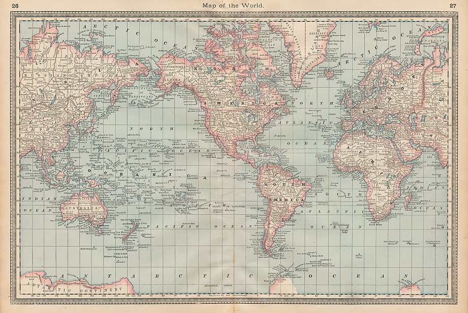 Map of the World, Hardesty, 1883