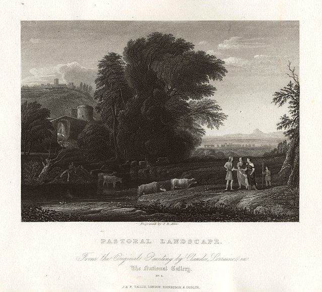 Pastoral Landscape, after Claude Lorraine, 1845