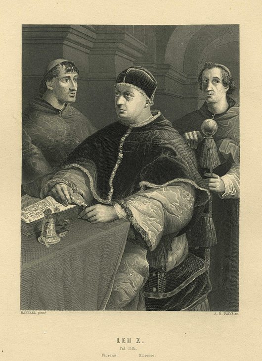 and antique prints Pope Leo X, after Raphael, 1850, Old masters