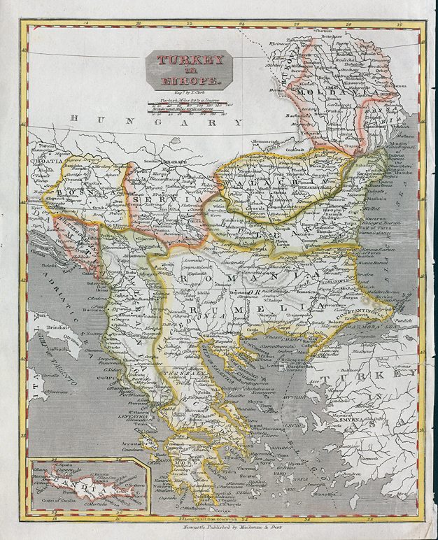 Turkey in Europe (Balkans) map, 1817