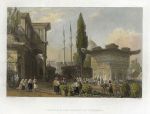 Turkey, Constantinople, Fountain and Market at Tophanne, 1838