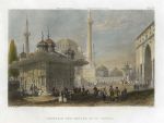 Turkey, Istanbul, Fountain and Square of St.Sophia, 1838