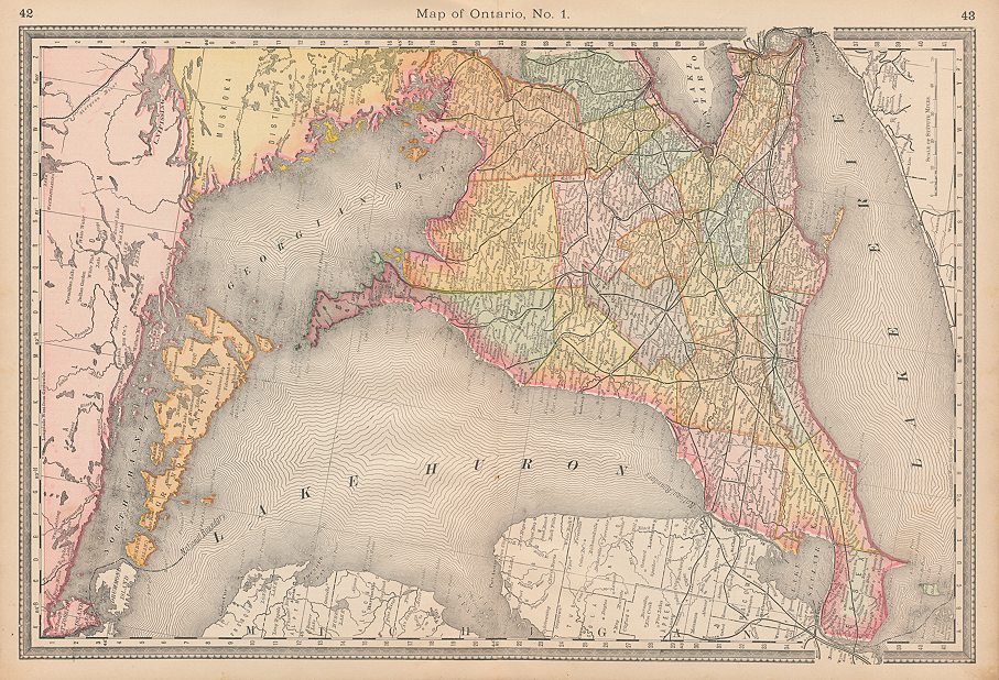 Canada, Ontario map, Hardesty, 1883