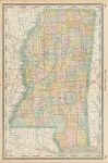 USA, Mississippi map, Hardesty, 1883