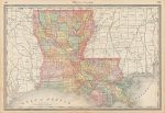 USA, Louisiana map, Hardesty, 1883