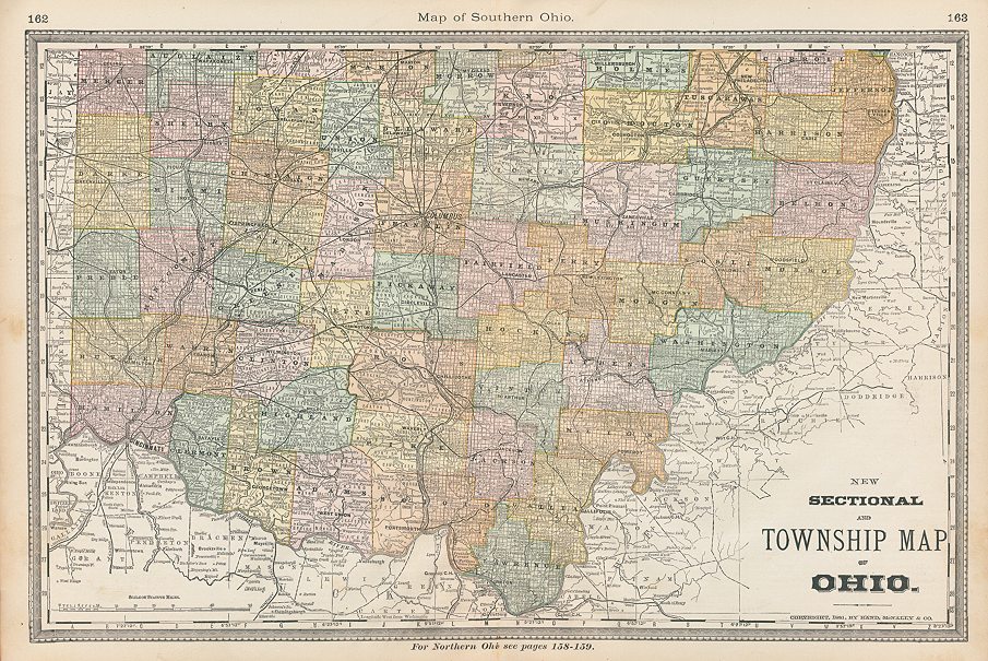 USA, Ohio map, Hardesty, 1883