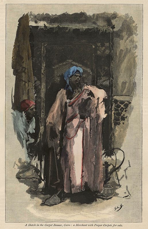 Egypt, Cairo, in the Carpet Bazaar, 1880