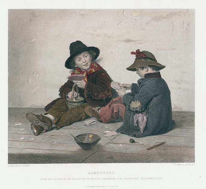 Gamesters, (boys playing cards), after Paoletti, 1880