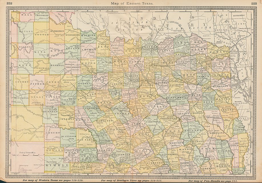 USA, Eastern Texas map, Hardesty, 1883