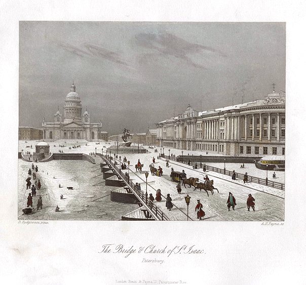 St.Petersburg, Bridge & Church of St.Isaac, 1845
