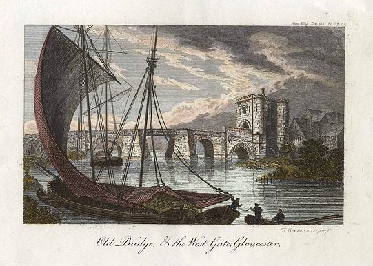 Gloucester, old West Gate & Bridge, 1832