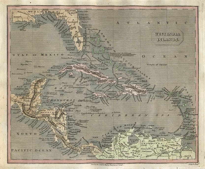 West Indies map, 1817