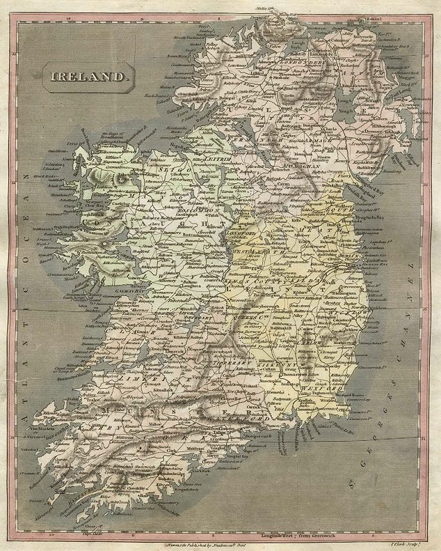 Ireland map, 1817