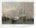 Hampshire, Gosport with Flag Ship Saluting, 1842