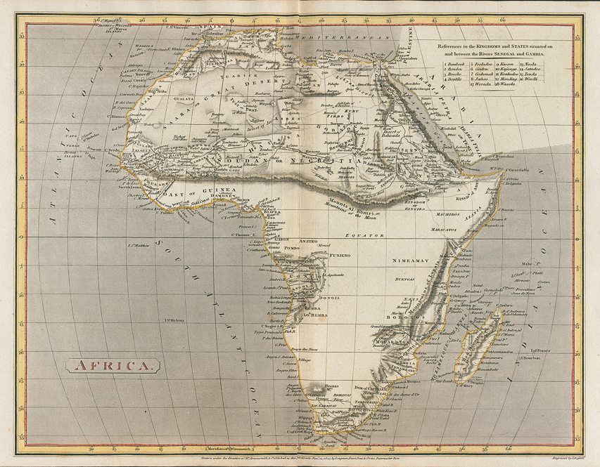 Africa map, 1820