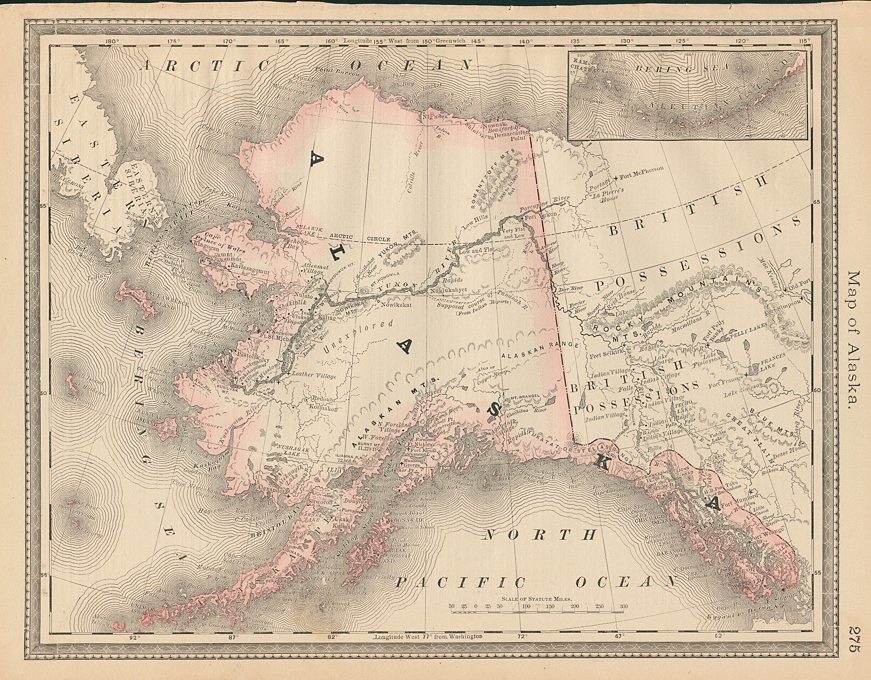 USA, Alaska map, Hardesty, 1883