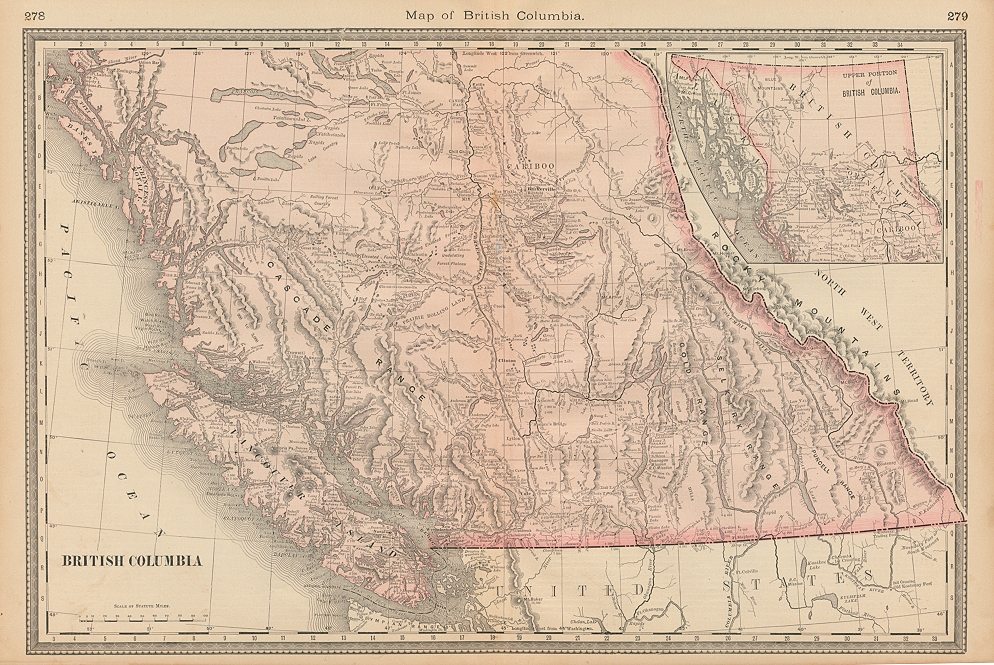 Canada, British Columbia map, Hardesty, 1883