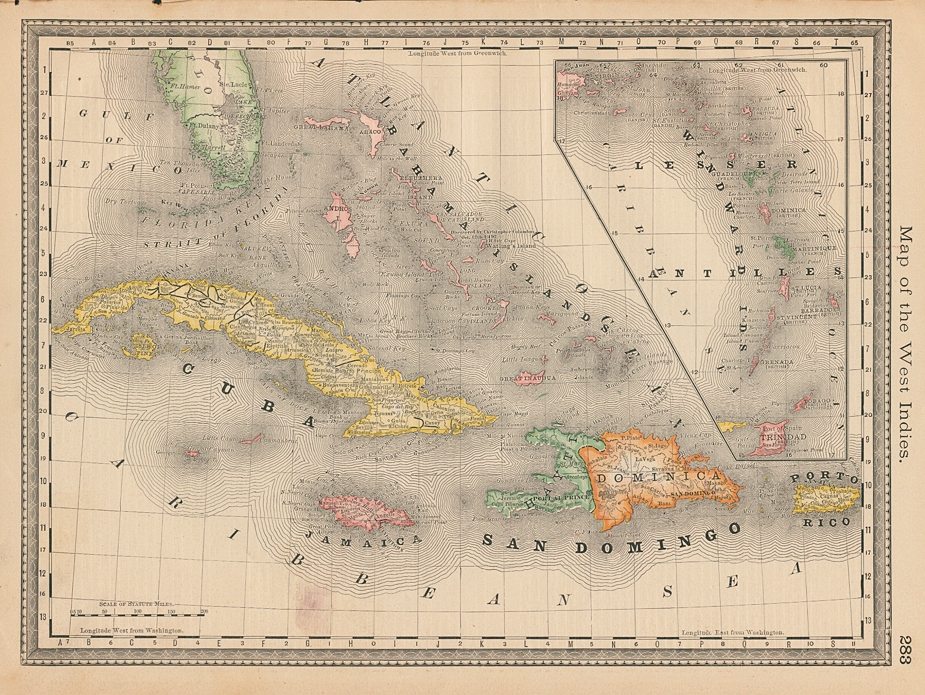 West Indies map, Hardesty, 1883