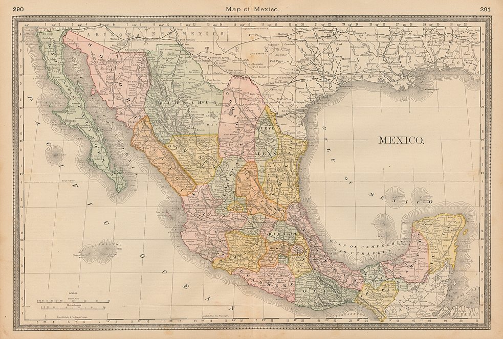 Mexico map, Hardesty, 1883