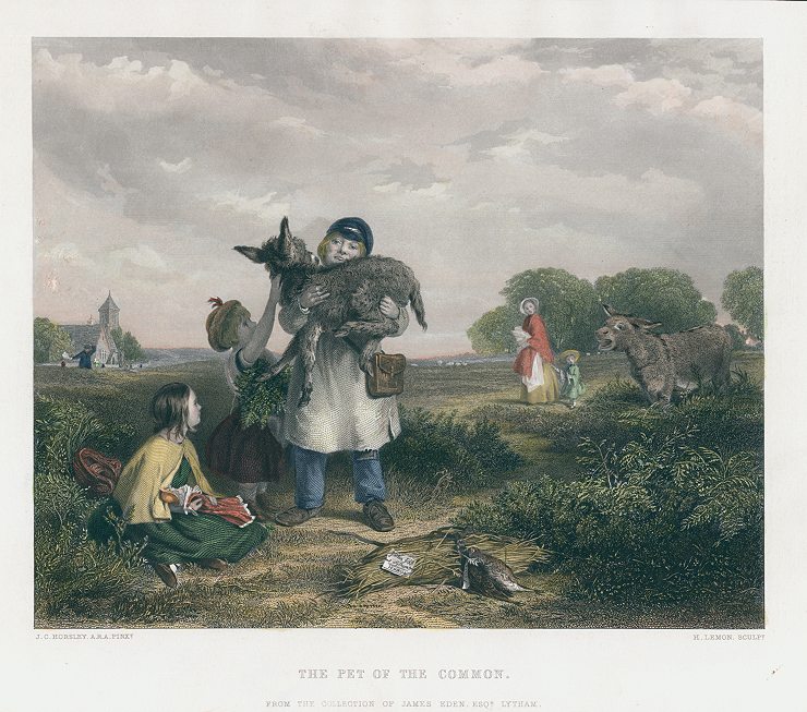 The Pet of the Common (childen with donkey foal), after Horsley, 1863
