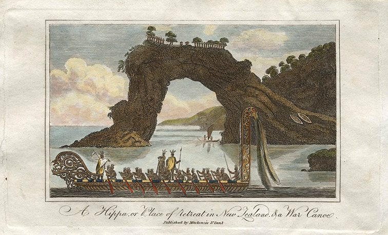 New Zealand, War Canoe & a Hippa, 1816