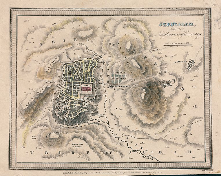 Middle East, Jerusalem and area plan, 1825