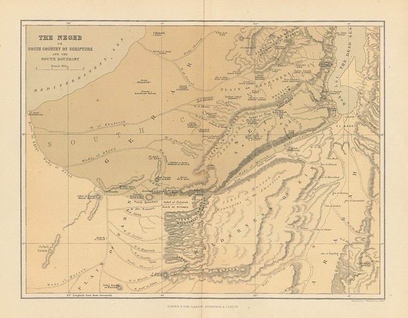 Middle East, Negev, or South Country map, 1825