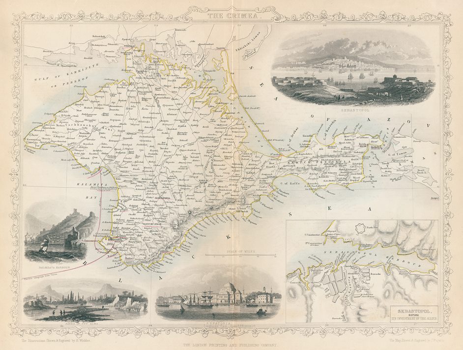 Crimea map, Tallis / Rapkin, 1858