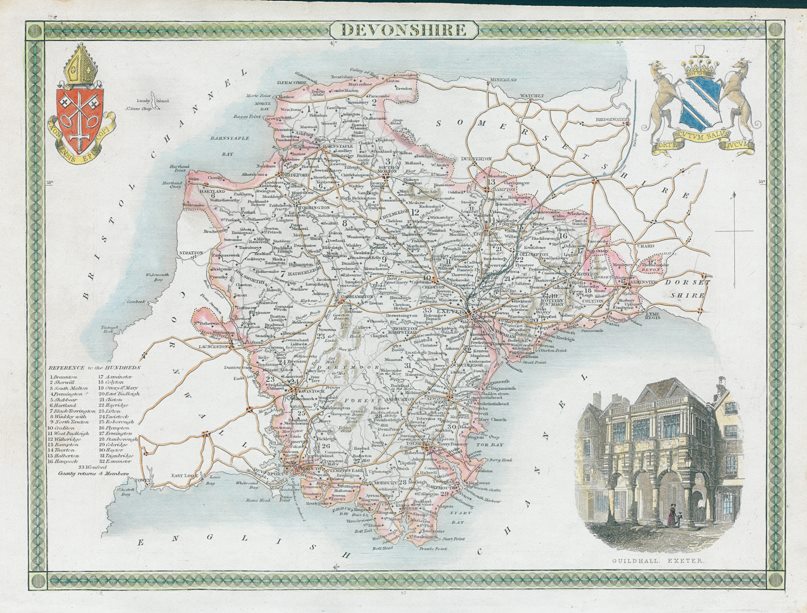 Devonshire, Moule county map, 1850