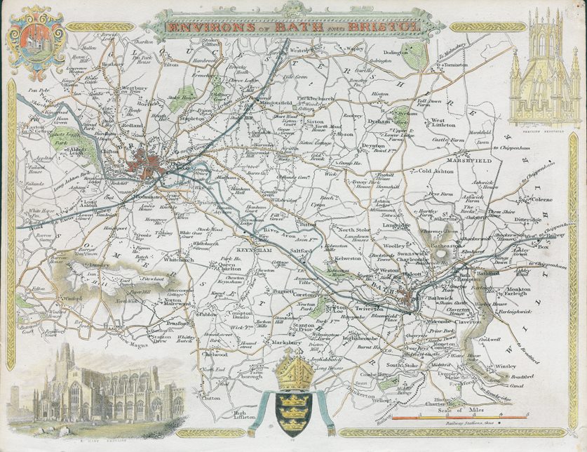 Bristol & Bath environs, Moule map, 1850