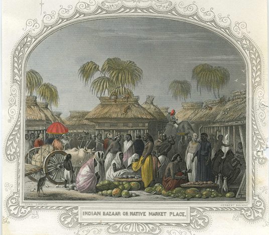 India, Bazaar or market place, c1850