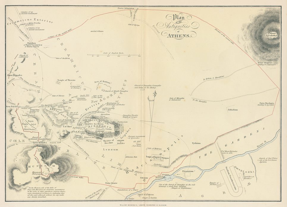 Athens, plan of the antiquities, c1870