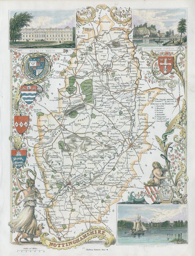 Nottinghamshire, Moule map, 1850