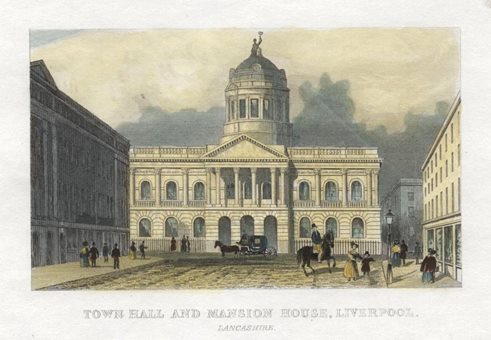 Liverpool, Town Hall and Mansion House, 1845