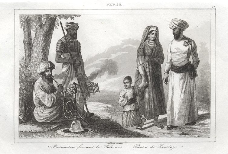 Iran, Mohammedans smoking, 1841