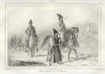 Iran, Persian smoking hookah on horseback, 1841