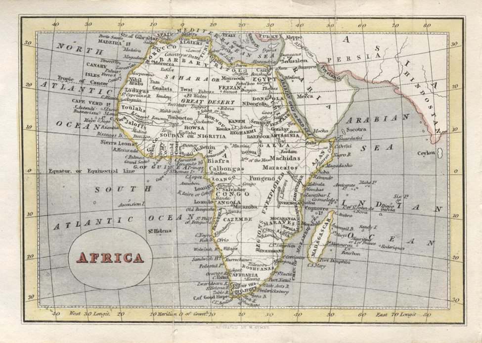 Africa map, 1841
