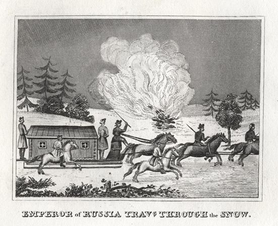 Russia, the Tsar travelling in a large sleigh, 1841