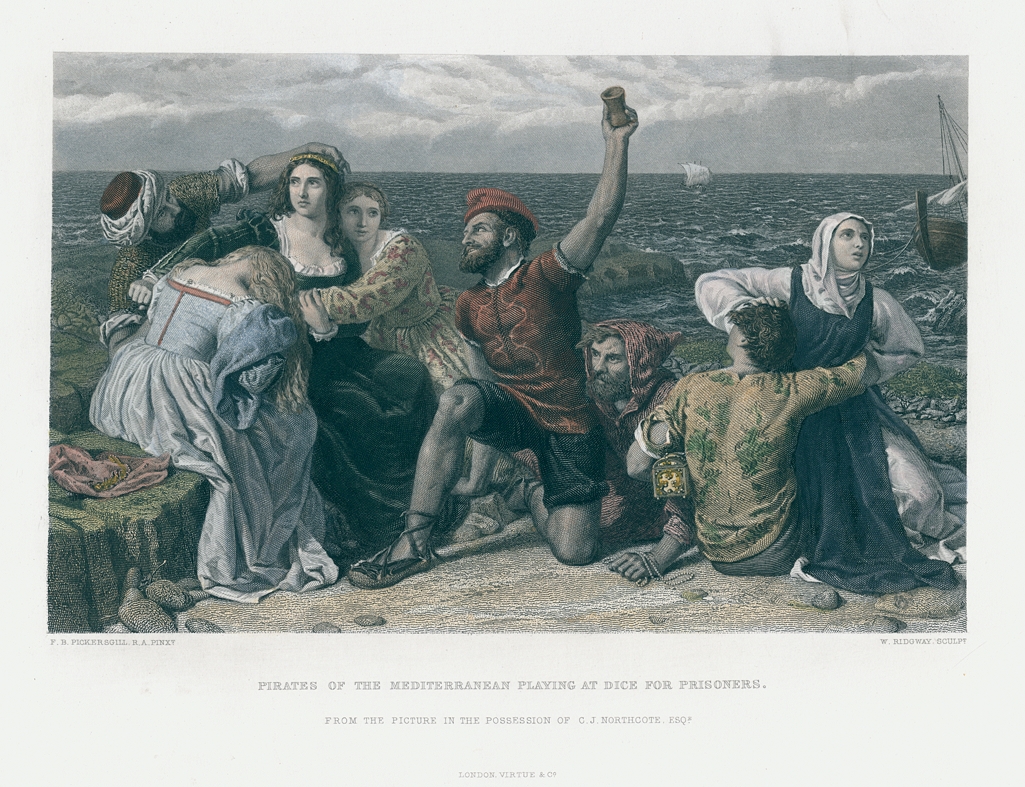 Mediterranean Pirates gambling for prisoners, after Pickersgill, 1869