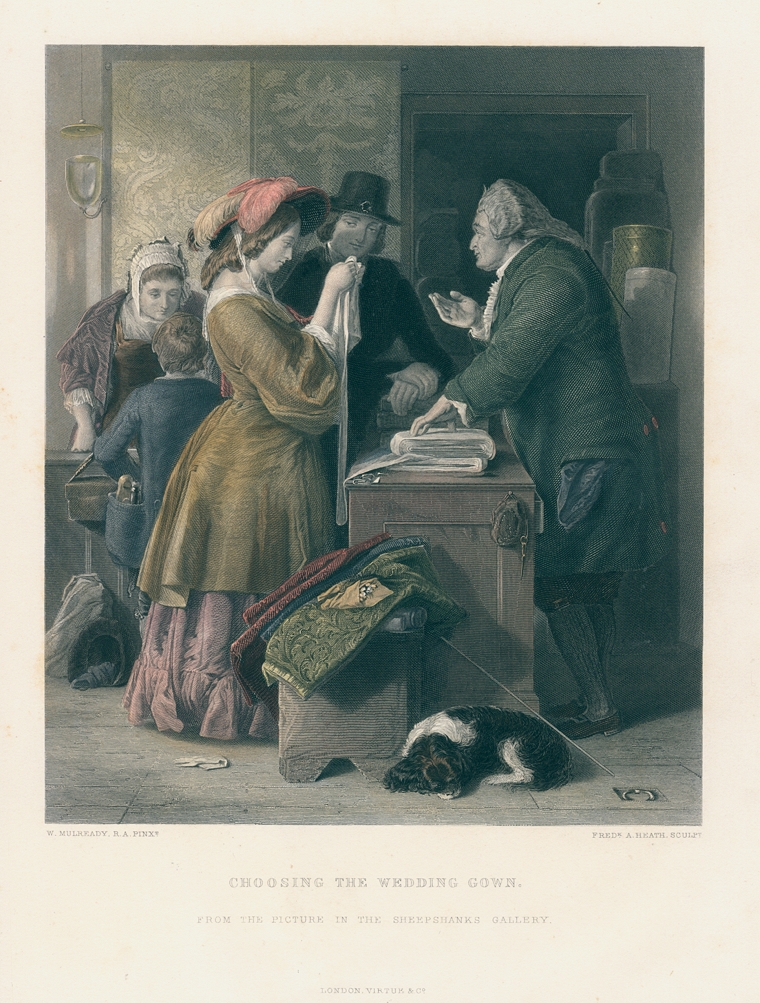 Choosing the Wedding Gown, after Mulready, 1869