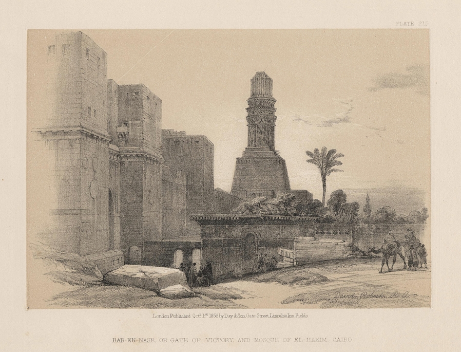 Egypt, Cairo, Gate of Victory and Mosque of El-Hakim, 1855