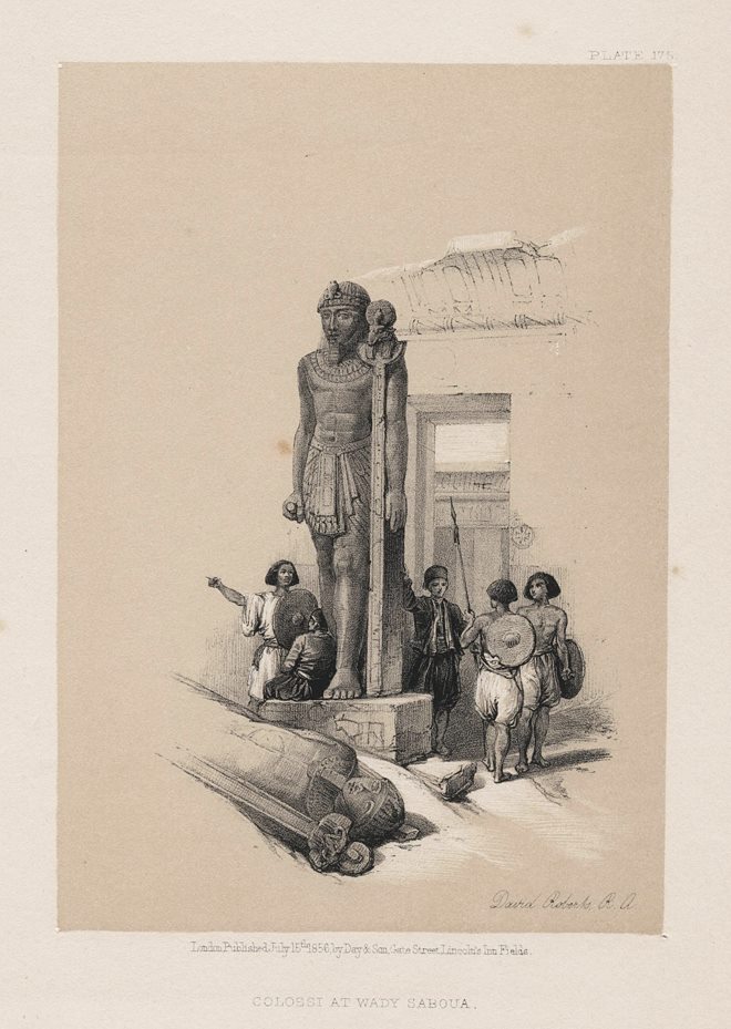 Egypt, Colossi at Wady Saboua, 1855