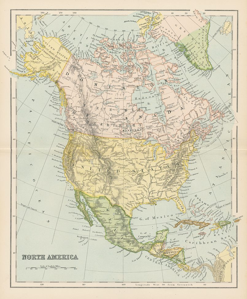 North America map, 1896